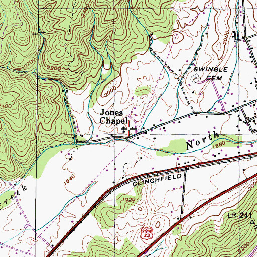 Topographic Map of Jones Chapel, TN