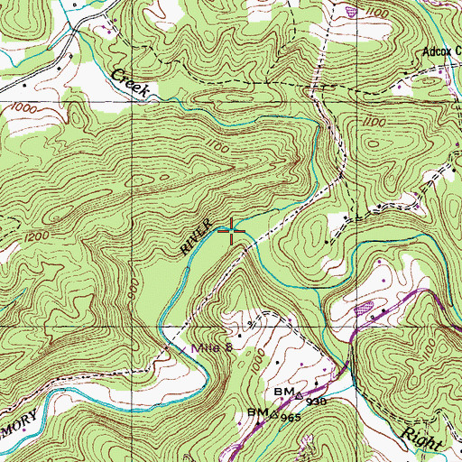 Topographic Map of Jones Creek, TN