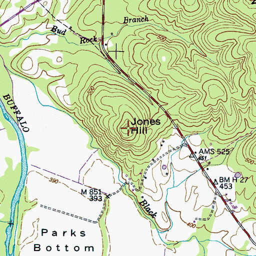Topographic Map of Jones Hill, TN