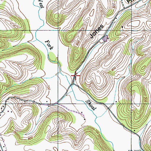 Topographic Map of Jones Hollow, TN
