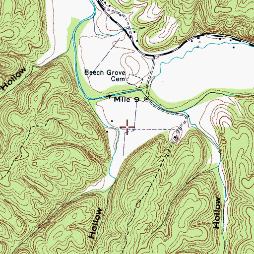 Topographic Map of Jones Hollow, TN