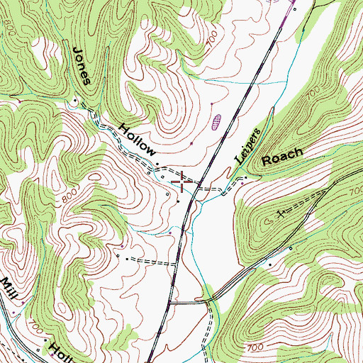 Topographic Map of Jones Hollow, TN