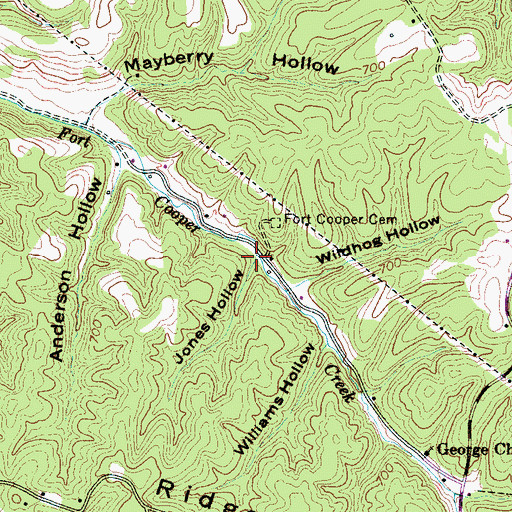 Topographic Map of Jones Hollow, TN