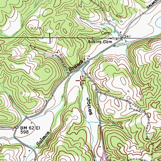 Topographic Map of Jones Hollow, TN