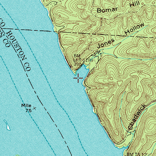 Topographic Map of Jones Hollow, TN