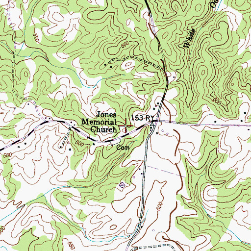 Topographic Map of Jones Memorial Church, TN
