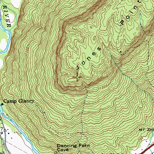 Topographic Map of Jones Point, TN