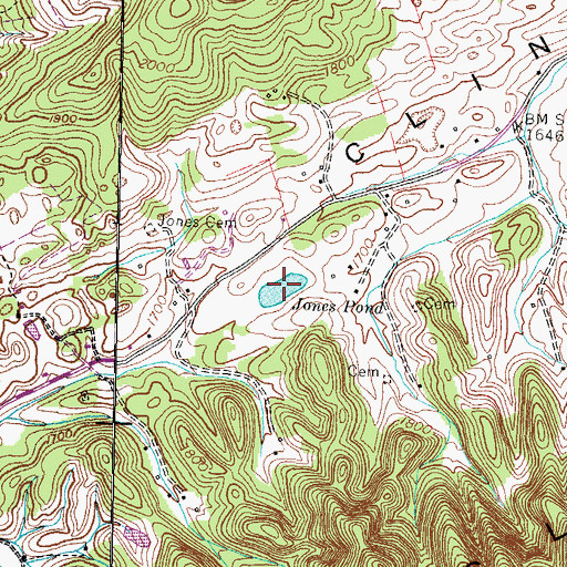 Topographic Map of Jones Pond, TN