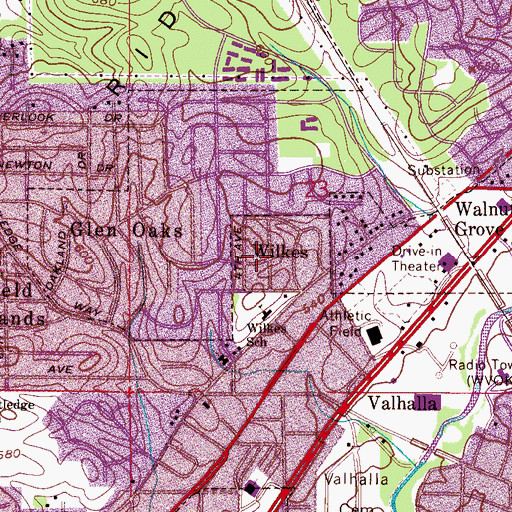 Topographic Map of Wilkes, AL