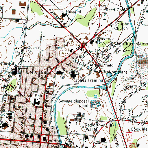 Topographic Map of Jones Training School, TN