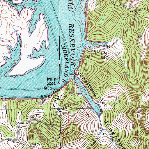 Topographic Map of Jonesboro Hollow, TN