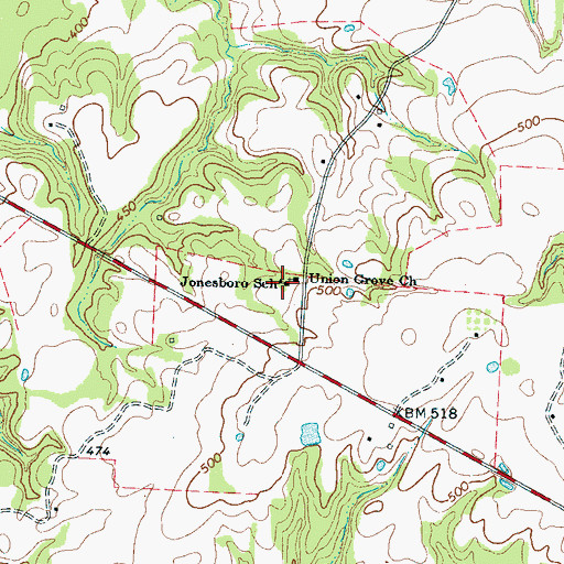 Topographic Map of Jonesboro School, TN