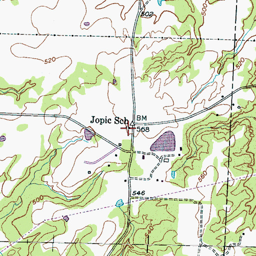 Topographic Map of Jopic School, TN