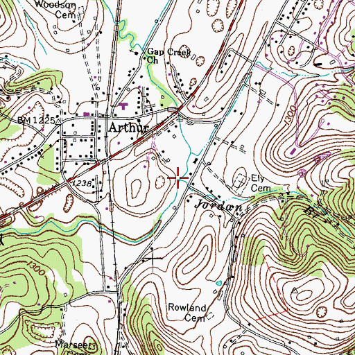 Topographic Map of Jordan Branch, TN