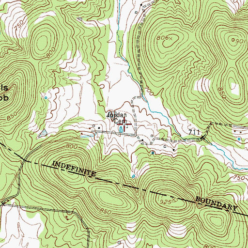 Topographic Map of Jordan Cemetery, TN