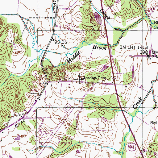 Topographic Map of Jordan Cemetery, TN