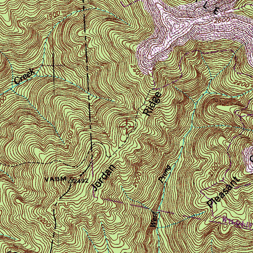 Topographic Map of Jordan Ridge, TN