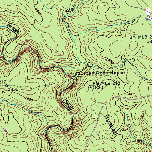Topographic Map of Jordan Rock House, TN