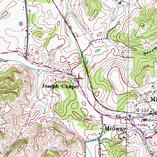 Topographic Map of Joseph Chapel, TN