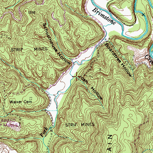 Topographic Map of Josh Hollow, TN