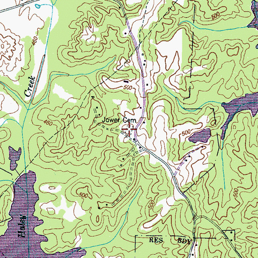 Topographic Map of Jower Cemetery, TN