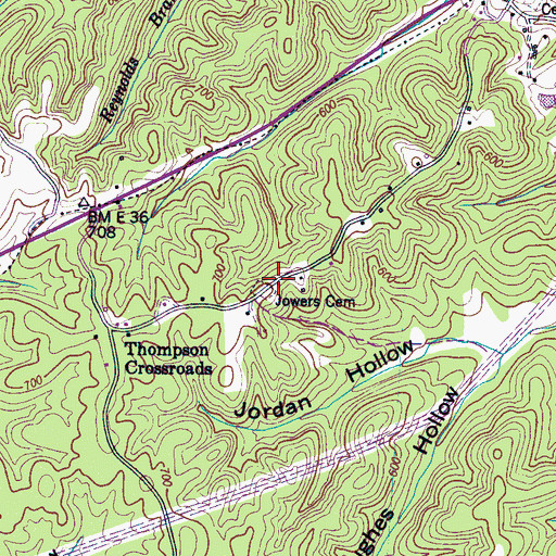 Topographic Map of Jowers Cemetery, TN