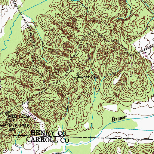 Topographic Map of Joyner Cemetery, TN