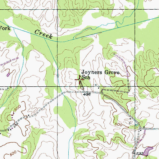 Topographic Map of Joyners Grove School, TN