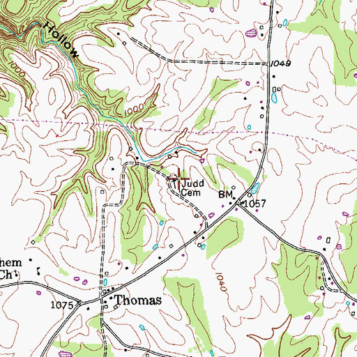 Topographic Map of Judd Cemetery, TN