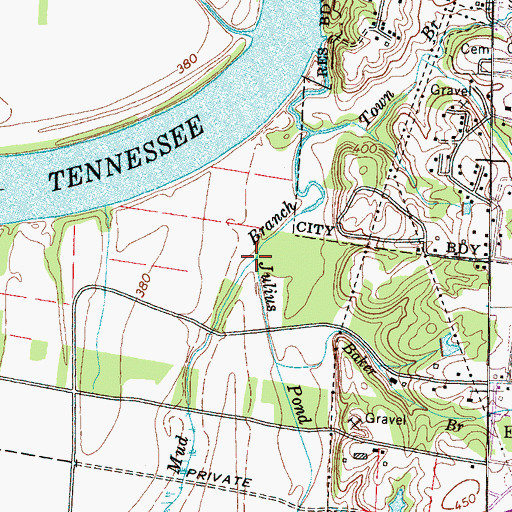 Topographic Map of Julius Pond Branch, TN