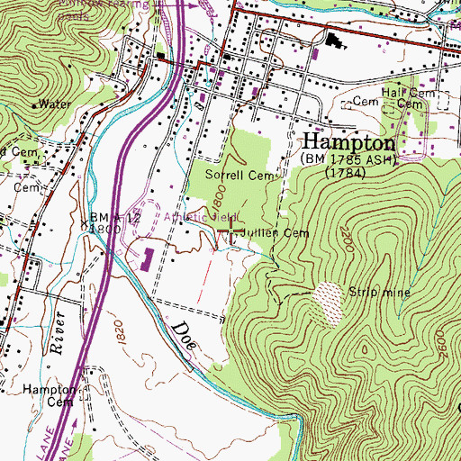 Topographic Map of Jullien Cemetery, TN