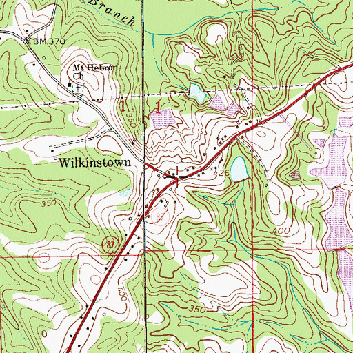 Topographic Map of Wilkinstown, AL