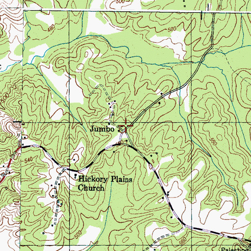Topographic Map of Jumbo, TN