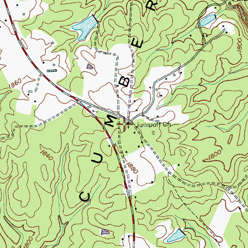 Topographic Map of Jumpoff Church, TN