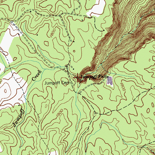 Topographic Map of Jumpoff Falls, TN