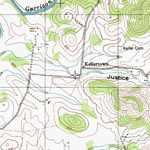 Topographic Map of Justice Hollow, TN