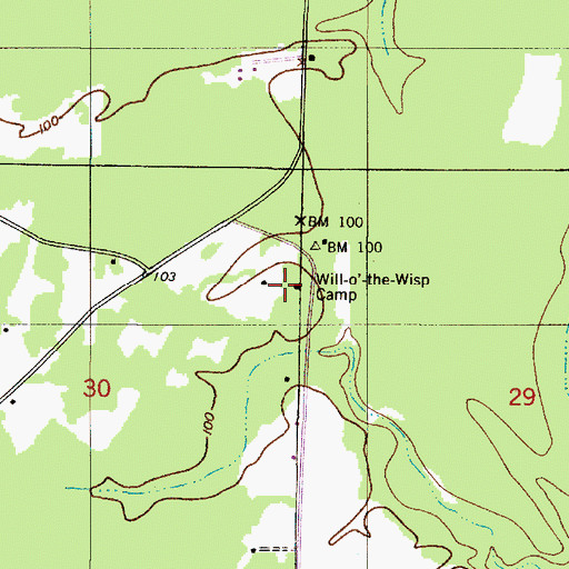 Topographic Map of Will-'-the-Wisp Camp, AL