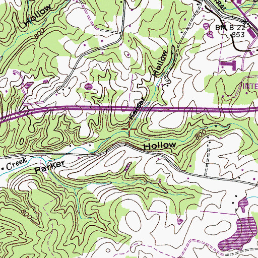Topographic Map of Kaiser Hollow, TN