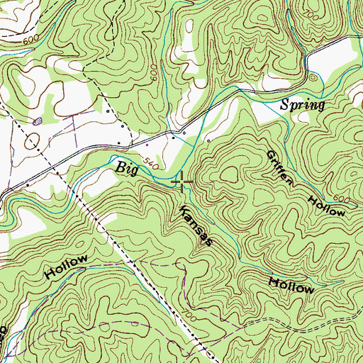 Topographic Map of Kansas Hollow, TN
