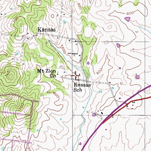 Topographic Map of Kansas School, TN