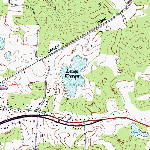 Topographic Map of Lake Karen, TN