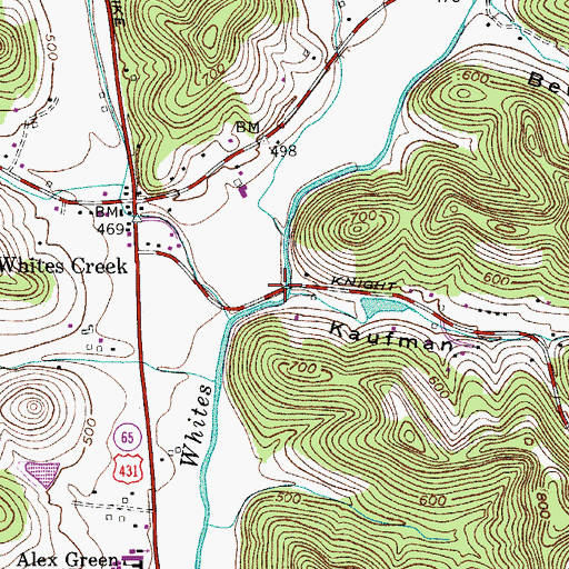 Topographic Map of Kaufman Hollow, TN