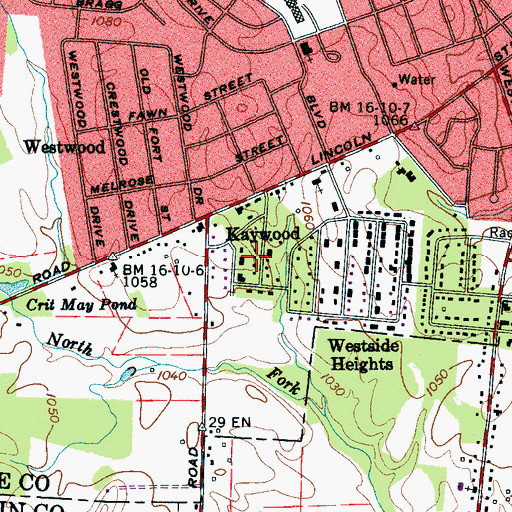 Topographic Map of Kaywood, TN
