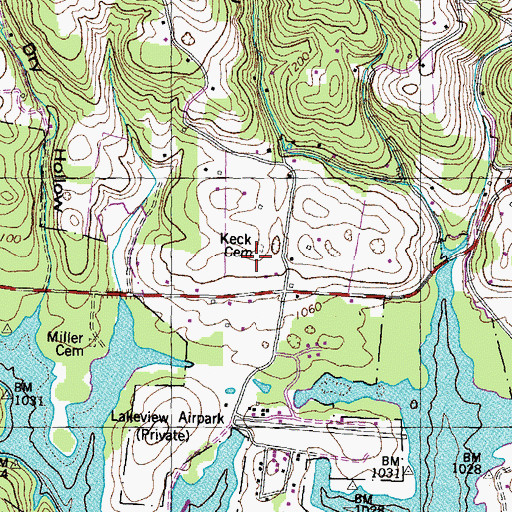 Topographic Map of Keck Cemetery, TN