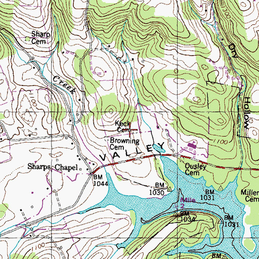 Topographic Map of Keck Cemetery, TN