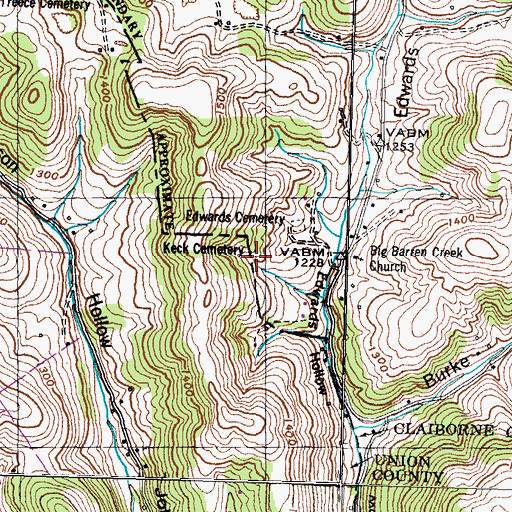 Topographic Map of Keck Cemetery, TN