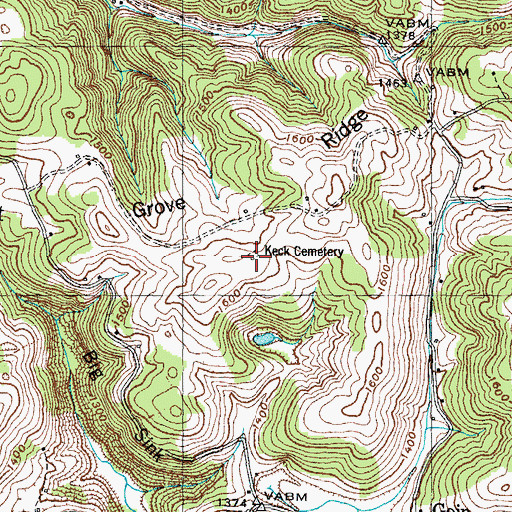 Topographic Map of Keck Cemetery, TN