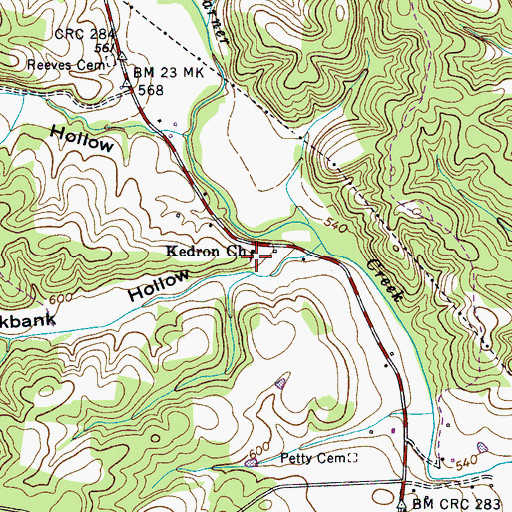Topographic Map of Kedron Church, TN