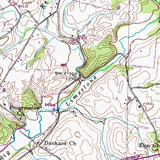 Topographic Map of Keebler Branch, TN