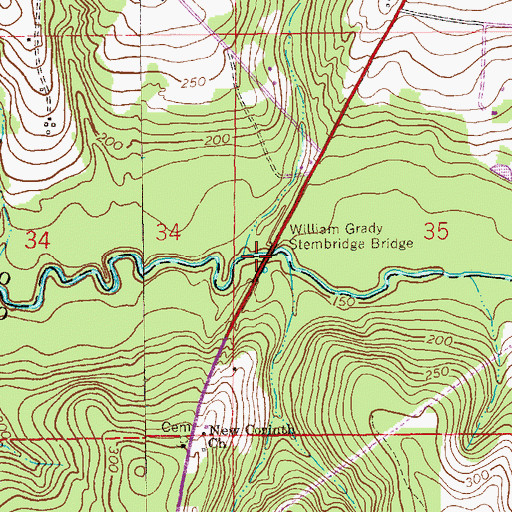 Topographic Map of William Grady Stembridge Bridge, AL
